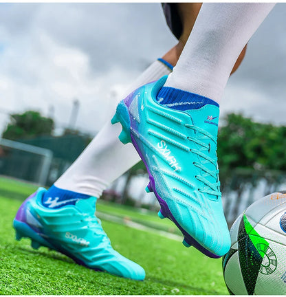 Chaussures de football Double Star Adult Youth AG : crampons antidérapants et résistants pour gazon artificiel et naturel, pour l'entraînement et les matchs, hommes et femmes