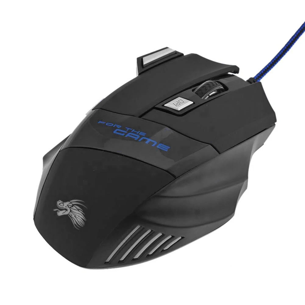 Rato Gaming com Fio, Retroiluminação de 7 Cores, 5500 DPI Ajustáveis, Preto, Rato Ótico com Fio para PC Gamer e Computador de Secretária