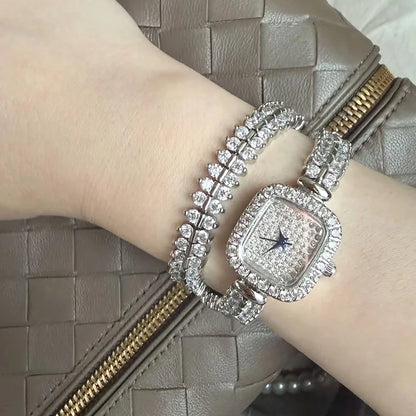 Sotoiru Square Luxury Diamond Watch For Women Silver Quartz Wristwatch Bling Bling Jewelry Zircon Wrap Watches Female Clock 2026