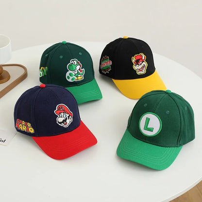 Yoshi Bowser Luigi Super Mushroomi Duckbill Cap Baseball Cap Cartoon Patterned Mesh Cap Summer-appropriate hats for kids Trendy