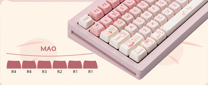 Pink Kitten, Girl MAO Keycap PBT 134 Keys, Customized for 60/84/98/108 Mechanical Keyboard