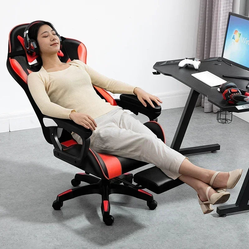 Ergonomic Gaming Chair for Home Office, Comfortable Esports Gamer Chair with Adjustable Armrests, Swivel Computer Desk Chair with Wheels
