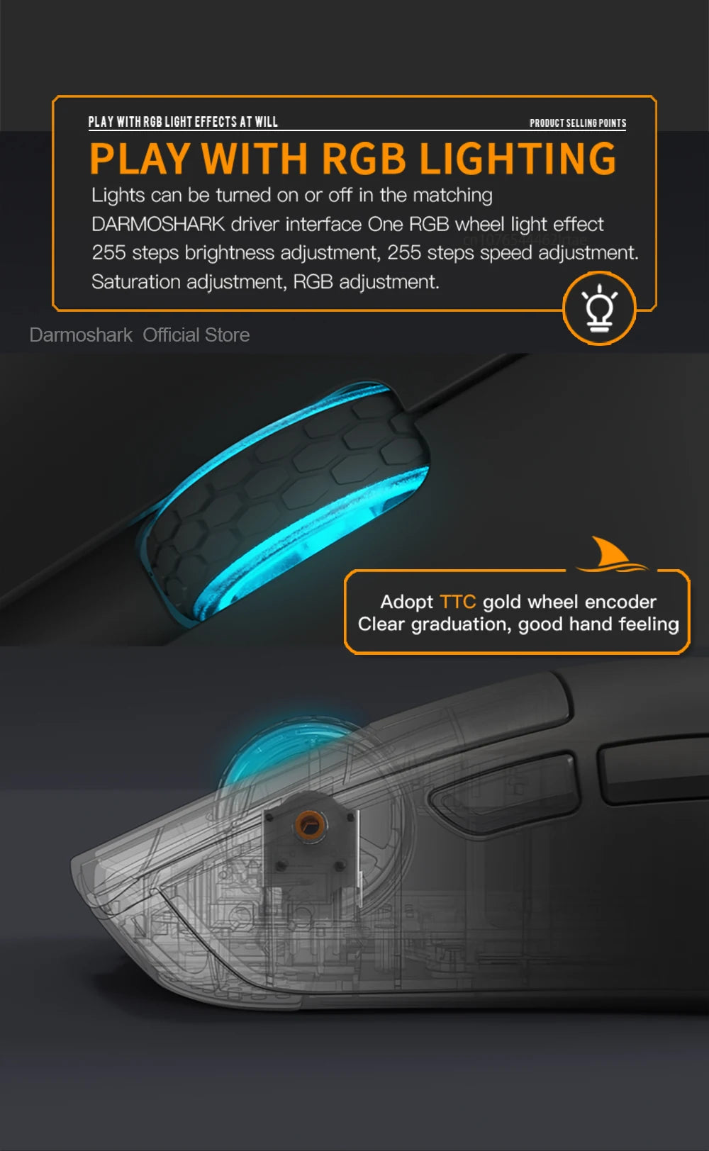 Darmoshark M3Pro gamingmus 2.4G BT trådlös tri-mode PAW3395-sensor N52840 26000DPI för stora händer makrodrivrutin mus för gaming