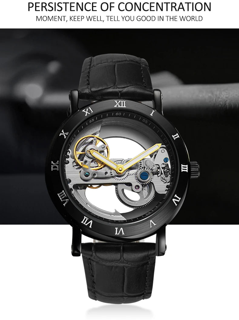 Watch Men Automatic Watch Luxury Watch Man Mechanical Wristwatch Skeleton Design Waterproof Leather Strap Male Watch Reloj Hombr