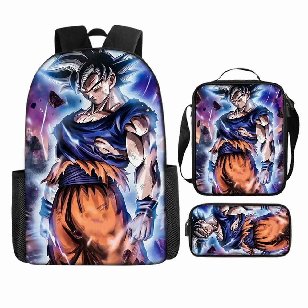 Dragon Ball 3Pcs/Set Backpacks Goku Vegeta Cartoon Print Lunch Bag Pencil Bags Student Casual School Bags Return To School Gift