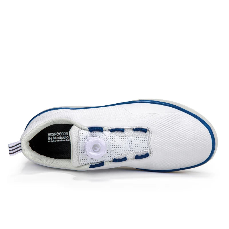 Paar Golfschuhe für Herren, weiß, wasserdicht, mit drehbarer Schnalle, Fitness, ohne Spikes, rutschfest, Golf, Golfer, Training, Golf-Sneaker, Damen