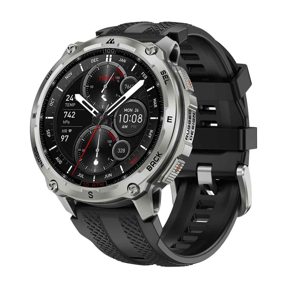 KOSPET Tank T4 Men's Rugged Smart Watch Military Grade Full Stainless Steel GPS 100M Waterproof 45M Freediving Health Monitor