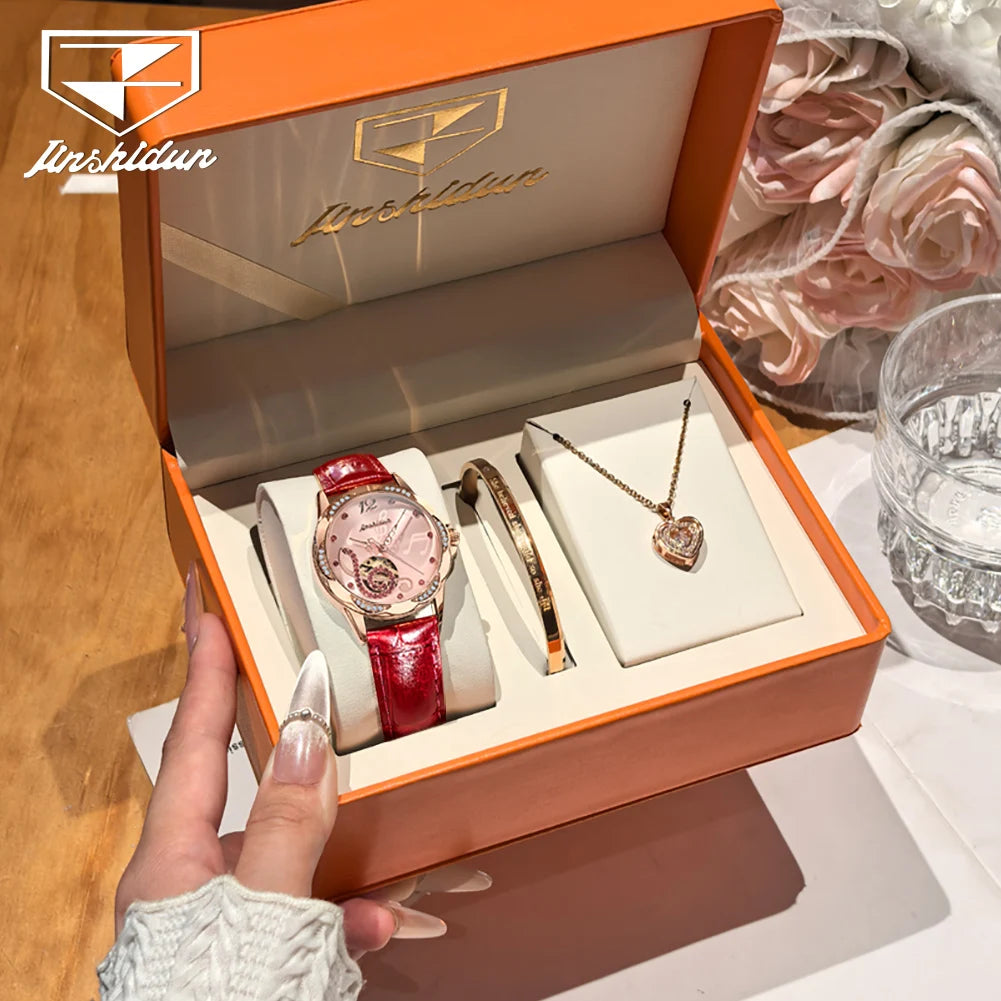 JSDUN 8820 Women Watches Mechanical Watch Luxury Elegant Original Watch Ceramics Strap Waterproof Luminous Ladies Watch Gift Box