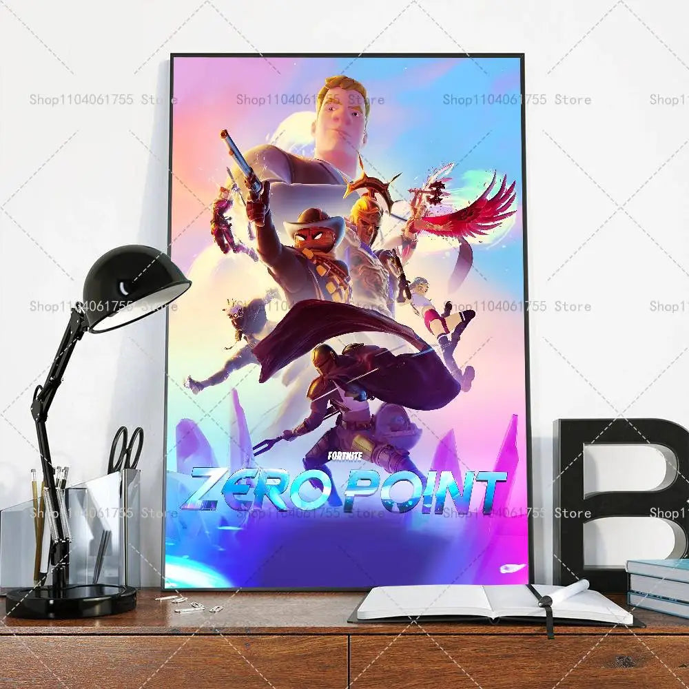 F-Fortnites-Game beliebtes Poster, selbstklebender Kunst-Wandsticker aus wasserfestem Papier für Café, Bar und Zimmerdekor