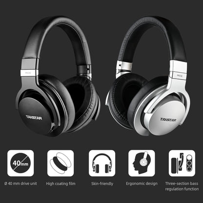 Takstar PRO82 Professional Monitor Headphones – HiFi Stereo Wired Studio Headset for Recording, Gaming & Bass-Adjustable Precision Sound