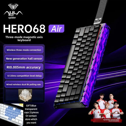 New AULA HERO68 Air 3-mode Magnetic Switch Gaming Mechanical Keyboard E-sport Custom Wired Keyboard Ergonomics Accessories