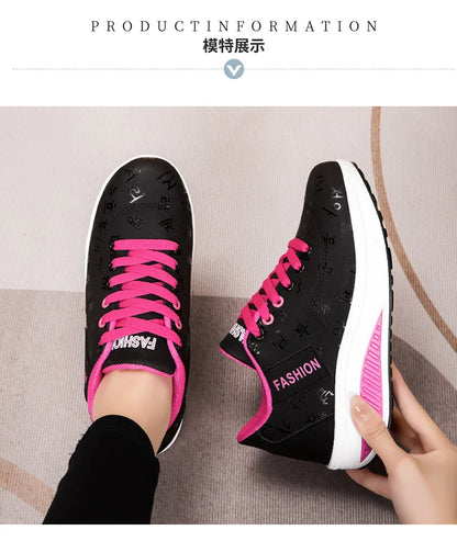 Scarpe casual da donna per l'outdoor con suola spessa e tacco oscillante, scarpe sportive alla moda con plateau, taglia 42, suola piatta, per camminata e corsa