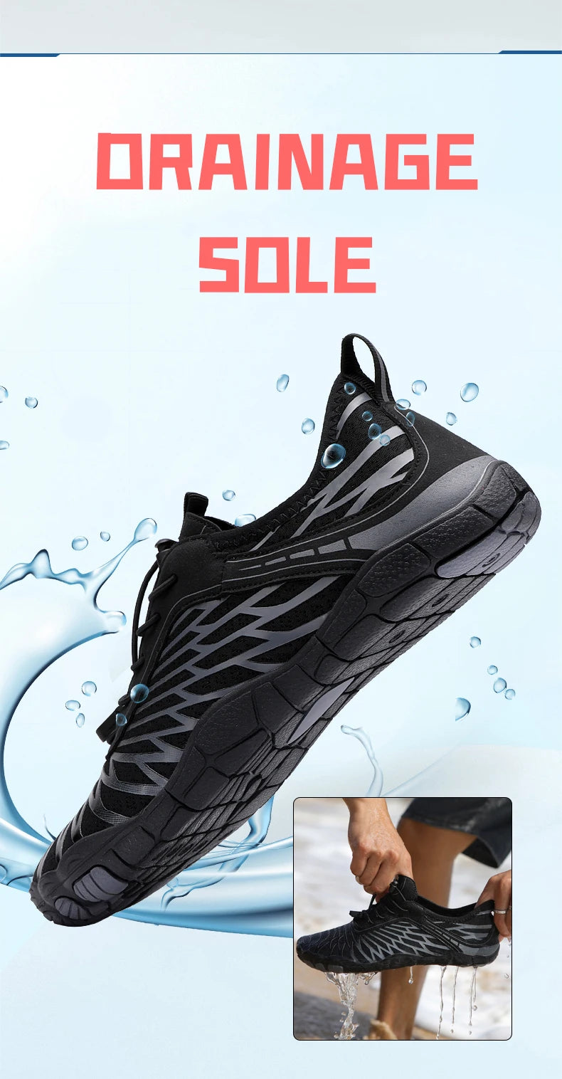 Men's Water Shoes and Women's Beach Barefoot Aqua Shoes, Quick-Dry Swimming, Wading Sports Sneakers for Upstream Boating, Fishing, Surfing