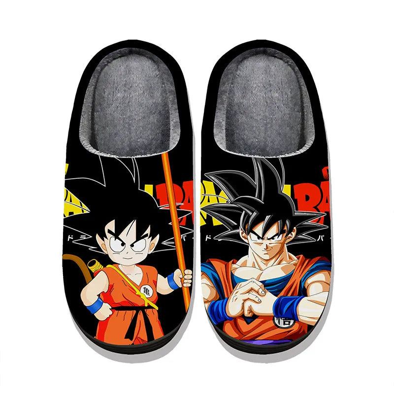 Anime Dragon Ball Plush Slippers Goku Vegeta Winter Fuzzy Warm Cotton Shoes Cute Cosplay Men Home Indoor Non-Slip Slipper Gifts