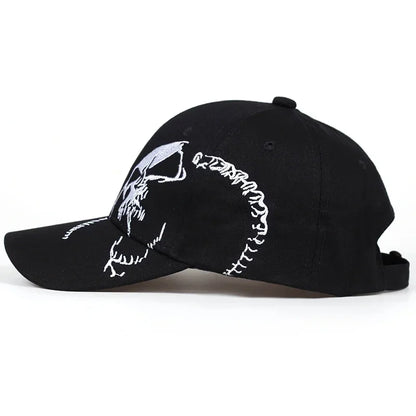Casquette de baseball unisexe à motif brodé et design squelette, ajustable, pour le plein air, printemps et automne, chapeau décontracté de protection solaire