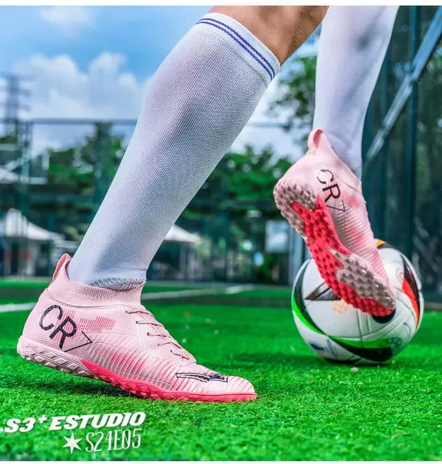 Scarpe da calcio per bambini antiurto sulla punta, chiusura con lacci, tacchetti corti antiscivolo, resistenti all’usura e traspiranti, per partite su erba all’aperto