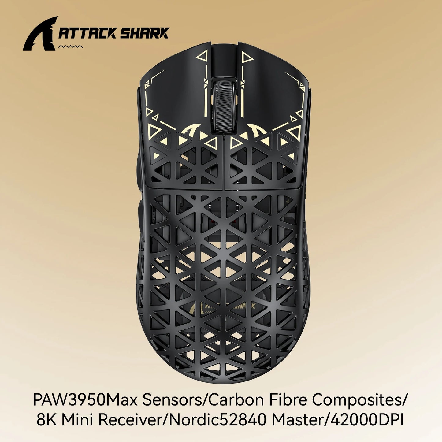 ATTACK SHARK R5 ULTRA Wireless Gaming Mouse - 8K Polling, PAW3950MAX Sensor, 42,000 DPI, Carbon Fiber Ultra-Light for Pro Esport