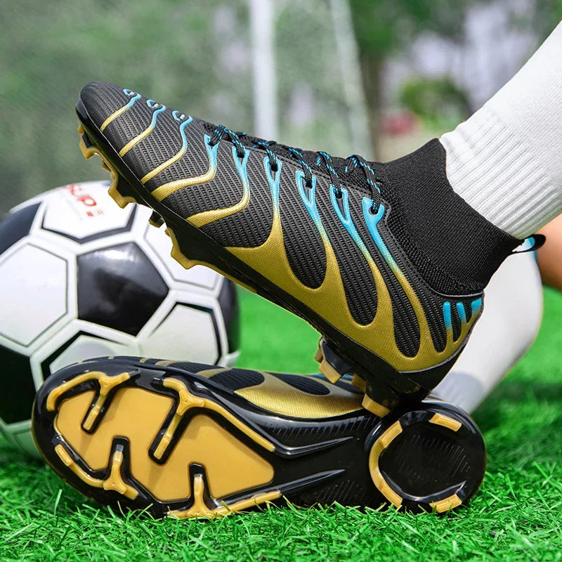Men Soccer Shoes Sport FG/TF Outdoor Football Boots Training Boys Match Non Slip Long Spikes Cleats Indoor Futsal Comfortable