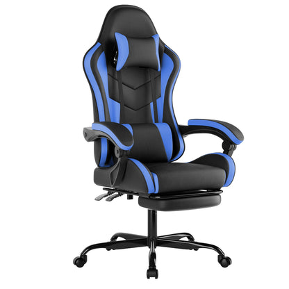 WOTSTA Gaming Chair with Footrest Gamer Chairs Ergonomic with Lumbar Cushion Headrest Height Adjustable Computer Chair