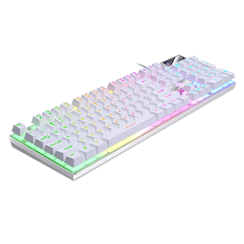 Teclado gaming USB con cable y retroiluminación, teclado gamer de 104 teclas para ordenador/portátil/PC, diseño ergonómico, accesorio gaming para oficina