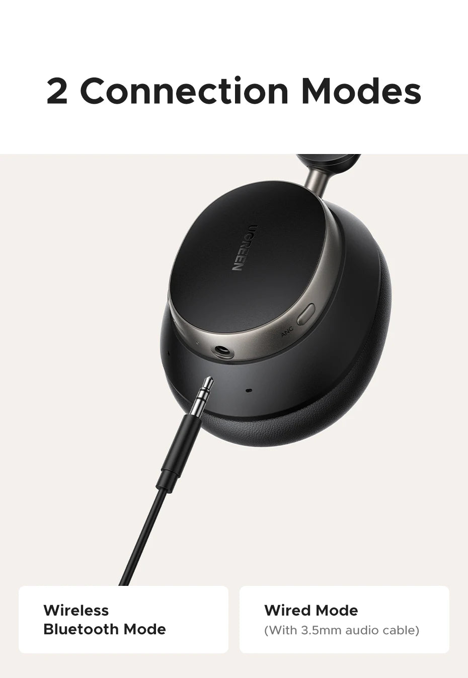UGREEN Studio Pro Wireless ANC Headphones – 48dB Active Noise Cancelling, Hi-Res LDAC Over Ear Bluetooth Headphones, 120H Playtime Deep Bass Wireless Headset