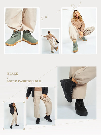 Baasploa Winter Women Sneakers Plush Warm Snow Boots Non-Slip Waterproof Shoes Women Outdoor Boots Walking Shoes