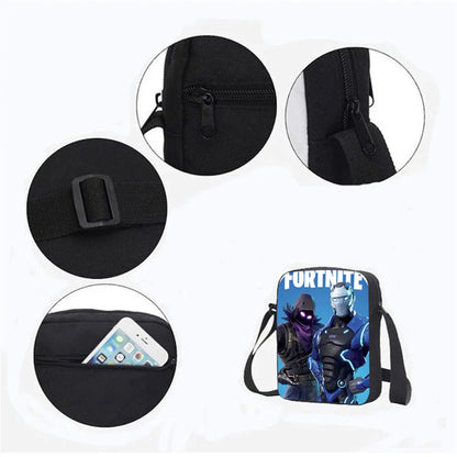 Fortnite 3-piece cartoon set, unisex, includes: Backpack, Crossbody bag, And pencil case  Lightweight and large capacity