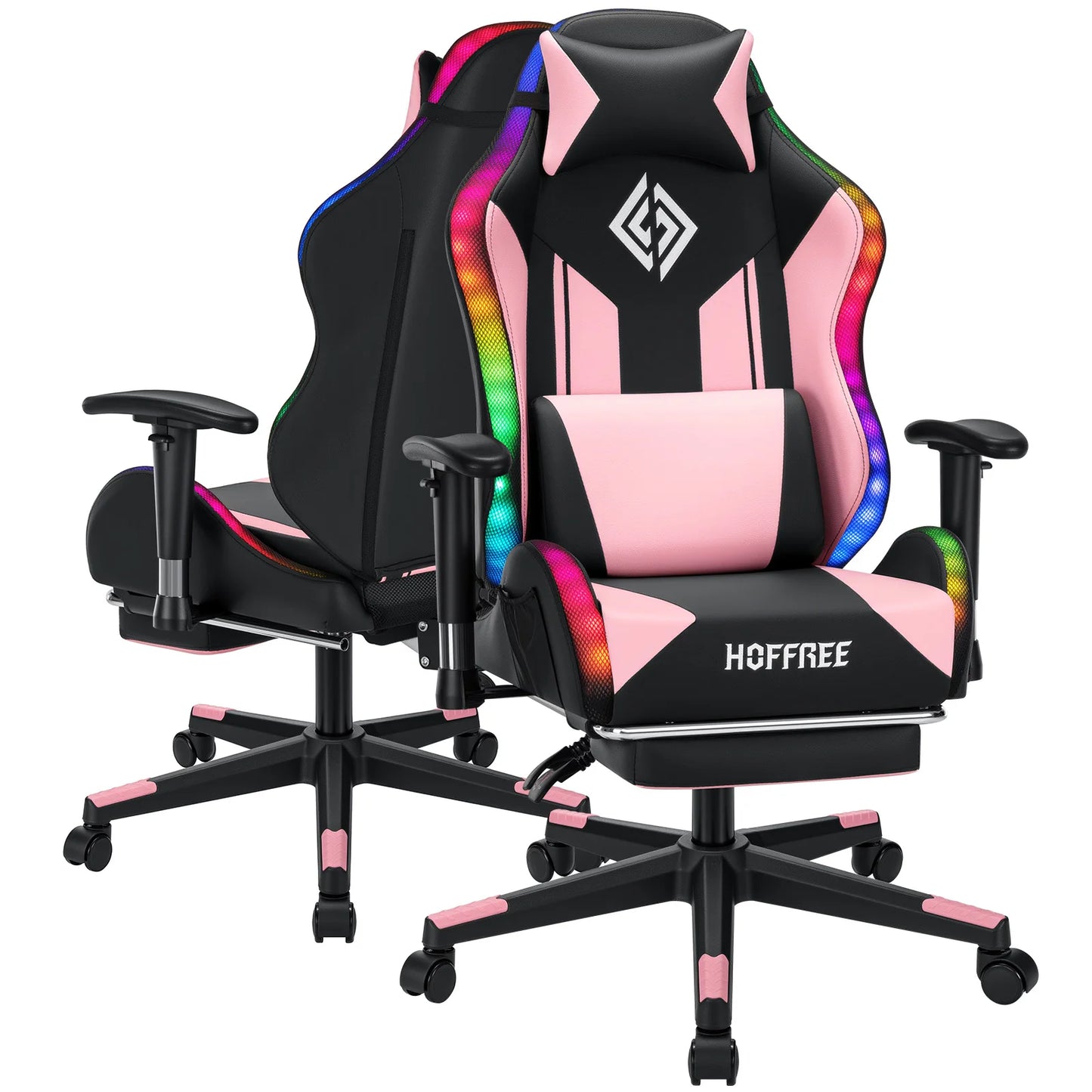 LED Gaming Chair for Children 8-15 Years, Adjustable Gamer Chair with LED Lighting, Footrest & Lumbar Support, Ergonomic PC Chai
