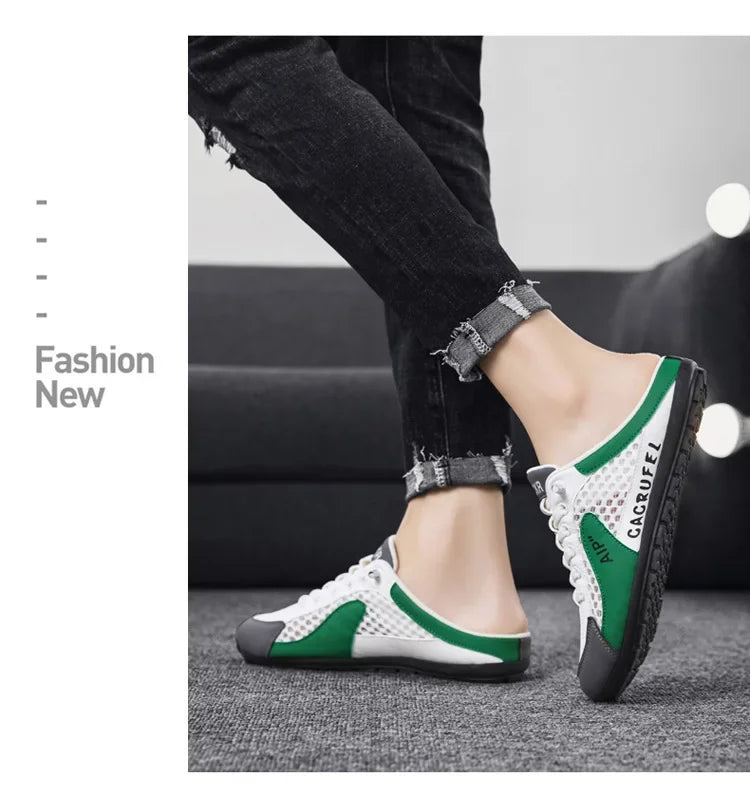 Sapatilhas desportivas casuais slip-on com atacadores para homem, em malha respirável, unissexo, para primavera e outono, corte baixo, sola plana e calçar rápido e fácil