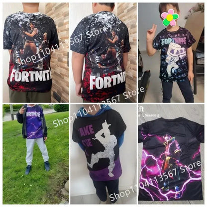 Children 100-160cm Hot Sale F-Fortnited Summer Boy T-shirt for Toddler Baby Funny Game T Shirts Fashion Girls Boys Birthday Gift
