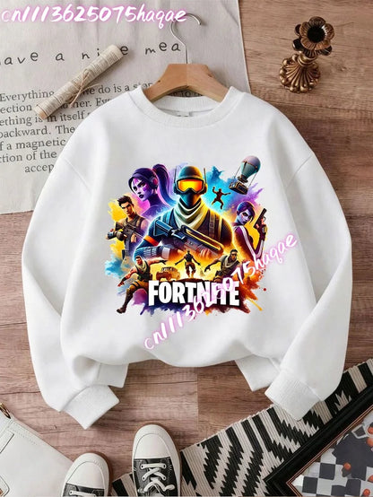 Fortnites Series Kinder-Sweatshirts, trendige Langarm-Pullover für Jungen und Mädchen, Herbst/Winter, Cartoon-Kinderkleidung, Geburtstagsgeschenke