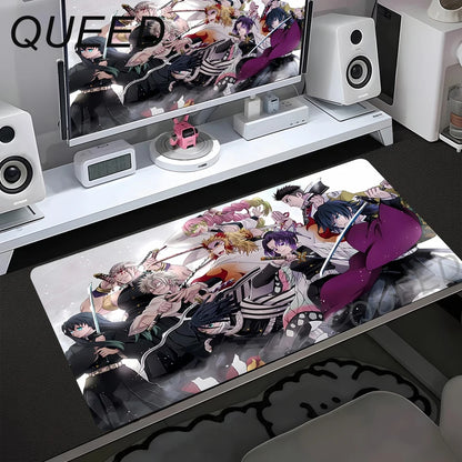 Schreibtischunterlage für Computer und Tastatur, Anime-Mauspad, Kawaii-Mädchen, 900x400mm, Gummi, rutschfest, Demon Slayers, XL