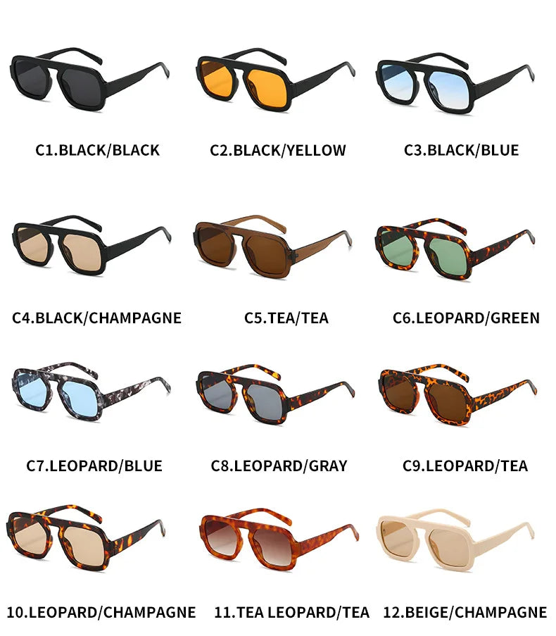 Retro pilotní čtvercové sluneční brýle, dámské, módní, jednoduché, černé, čajové, sluneční brýle pro ženy a muže, trendy, outdoorové, ležérní, UV400