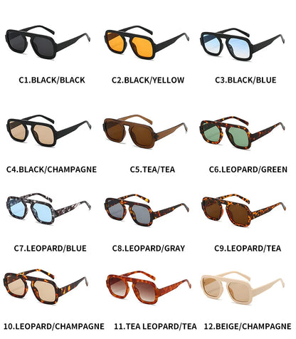 Retro pilotní čtvercové sluneční brýle, dámské, módní, jednoduché, černé, čajové, sluneční brýle pro ženy a muže, trendy, outdoorové, ležérní, UV400