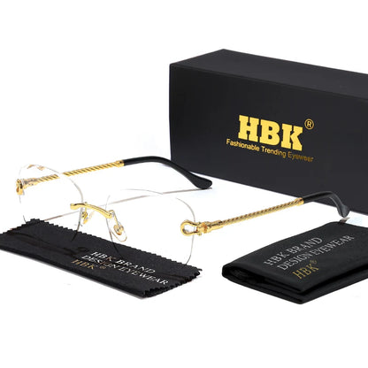 Lunettes de soleil métalliques sans monture HBK pour homme, lunettes de soleil « Wave Cutting » pour femme, lunettes de voyage et de shopping, lunettes de vue UV400, style estival