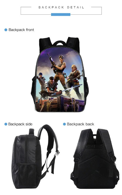 Mochila Fortnited 3PCS para Rapazes, Victory Game, 16 Polegadas, Resistente à Água, Mochila Pré-Escolar, Mochilas Escolares Fixes para o Ensino Básico