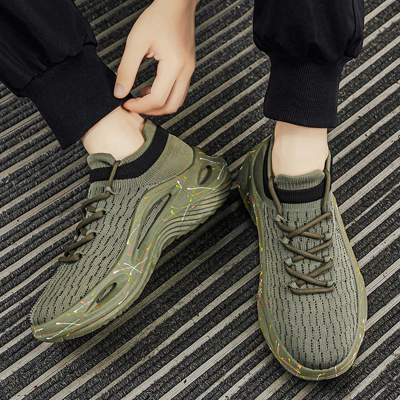 Chaussures de sport pour homme en maille légère et souple, semelle épaisse, antidérapantes, chaussures de tennis à lacets, pour le fitness en plein air et la course à pied au printemps