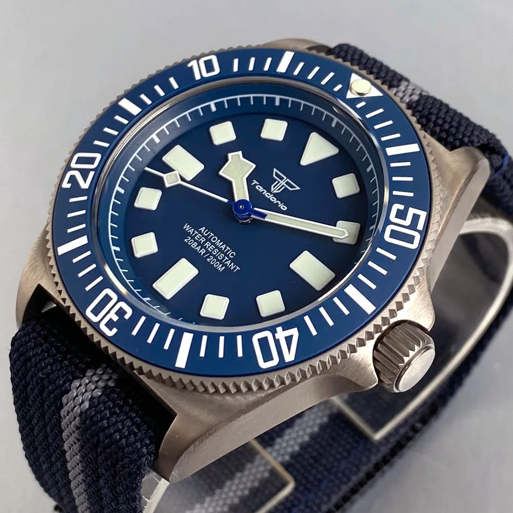 Titanium Case Tandorio 42mm Retro FXD NH35 PT5000 Mechanical Men Watch Sapphire 200M Diver Watches Luminous Montres hommes