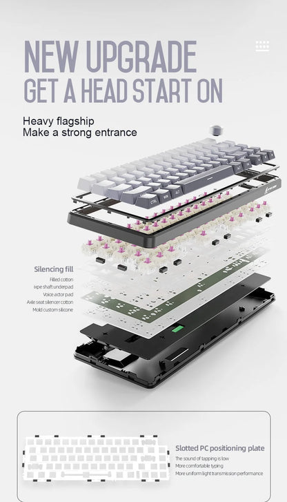 Attack Shark X66 Tastiera meccanica wireless 65% layout compatto, retroilluminazione RGB, gasket mount, hot swap, Bluetooth, USB-C, PBT, batteria ad alta capacità