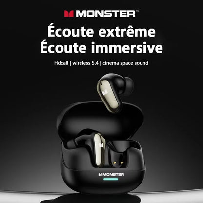 Auriculares Monster MQT52 sem fios Bluetooth 5.4 com bateria de longa duração, auscultadores gaming de modo duplo, som estéreo Hi-Fi e microfone