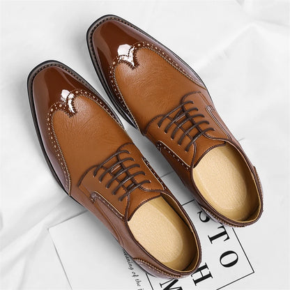 Scarpe Oxford da uomo in similpelle - Scarpe casual-formali - Scarpe da uomo per completo da lavoro - Scarpe Derby di nuova concezione - Scarpe da passeggio