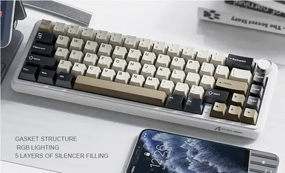 Attack Shark X66 Tastiera meccanica wireless 65% layout compatto, retroilluminazione RGB, gasket mount, hot swap, Bluetooth, USB-C, PBT, batteria ad alta capacità