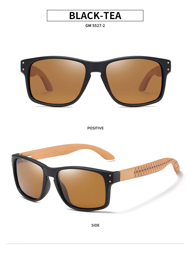 XSW Brand Design Bukové dřevo Ručně vyráběné sluneční brýle Pánské polarizované brýle Outdoorové sluneční brýle pro řízení Zesílený pant 5527
