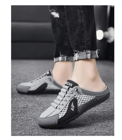 Sapatilhas desportivas casuais slip-on com atacadores para homem, em malha respirável, unissexo, para primavera e outono, corte baixo, sola plana e calçar rápido e fácil
