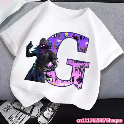 New Fortnites Kids T-shirts Cartoon Letter Graphic T-shirts Boys Girls Summer Casual Sports Short Sleeves Tops Children Clothing