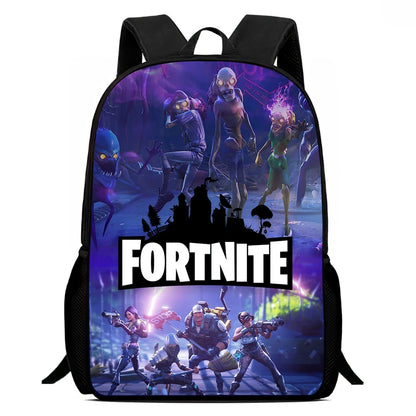 Fortnite Cartoon 15-Zoll leichter Rucksack mit verstellbaren Schultergurten – tägliche Schultasche für Kinder, Jungen und Mädchen, Alter 5-9