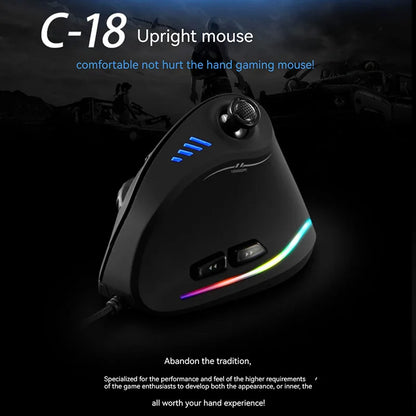 ZELOTES C-18 Vertical Mouse 11 Key Optical Mouse RGB Joysticks Programmable Laser Gaming Mice For PC Computer Gamer