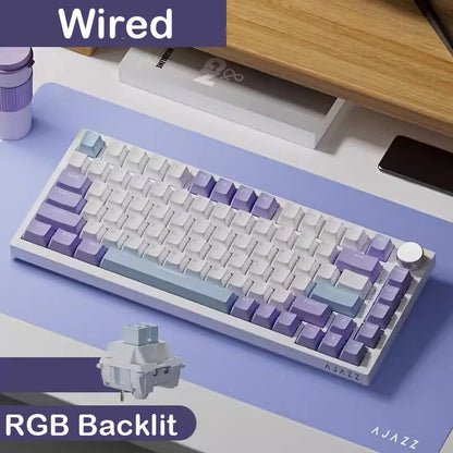 AJAZZ AK820 Pro kabelgebundene & kabellose mechanische Gaming-Tastatur, Tri-Mode, RGB-Hintergrundbeleuchtung, Hot-Swappable Switches, 70% kompaktes Layout, PC/Mac