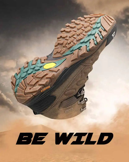 HIKEUP High-Top Men Hiking Boots Winter Outdoor Shoes Lace-Up Non-Slip Sports Casual Trekking Boots Men Suede Warm Shoes