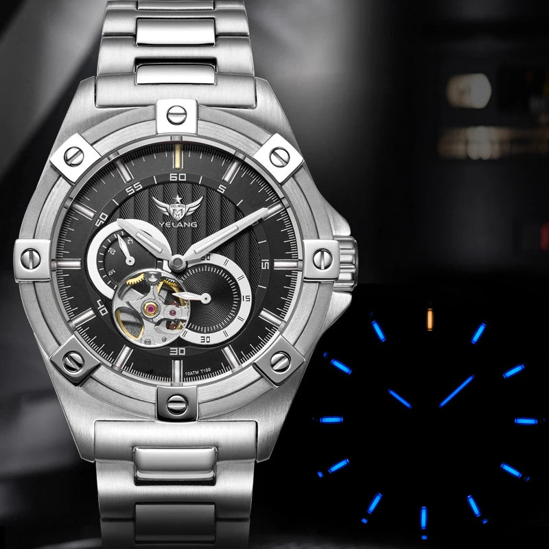 Yelang V1024 Men Brand Watches 44mm Japan miyota 82S7 Automatic Mechanical movement Luminous Men 100m Waterproof Watch business